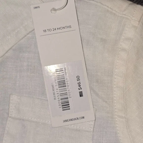 Kids Janie and Jack Button-Up Shirt White Size 18-24 Months, 1 pallet dust mark - Picture 5 of 6